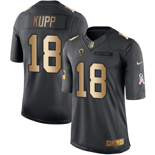 Nike Rams 18 Cooper Kupp Anthracite Gold Salute to Service Limited Jersey