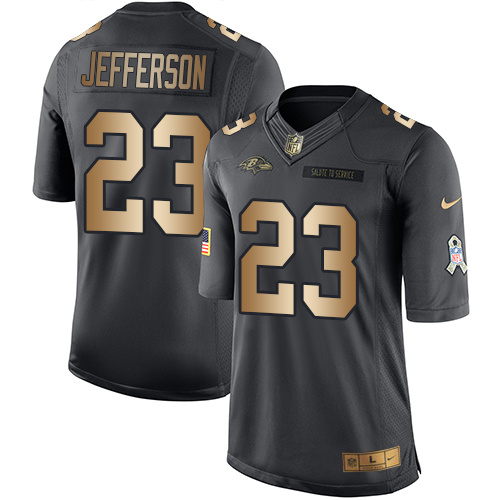 Nike Ravens 23 Tony Jefferson Anthracite Gold Salute to Service Limited Jersey