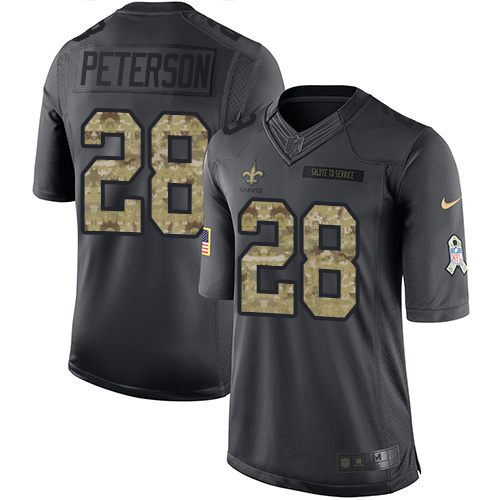 Nike Saints 28 Adrian Peterson Anthracite Salute to Service Limited Jersey
