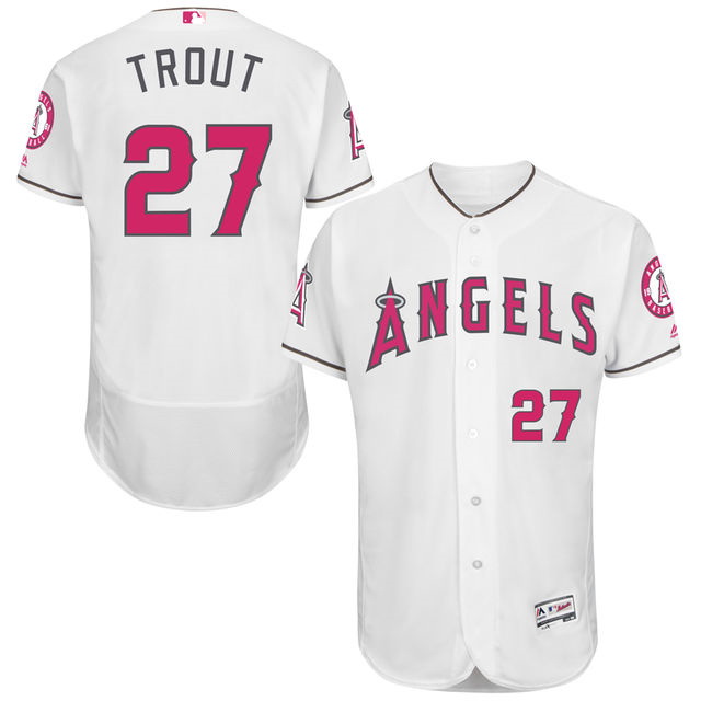 Angels 27 Mike Trout White 2016 Mother's Day Flexbase Jersey