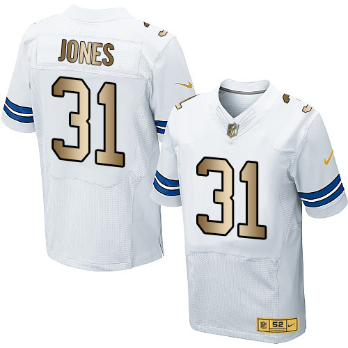 Nike Cowboys 31 Byron Jones White Gold Elite Jersey