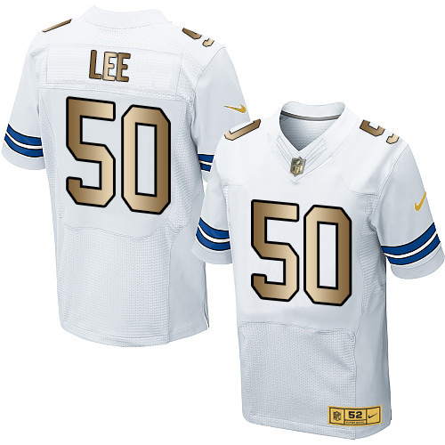 Nike Cowboys 50 Sean Lee White Gold Elite Jersey