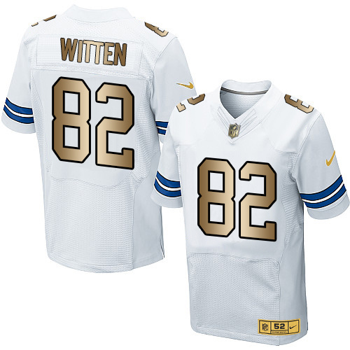 Nike Cowboys 82 Jason Witten White Gold Elite Jersey