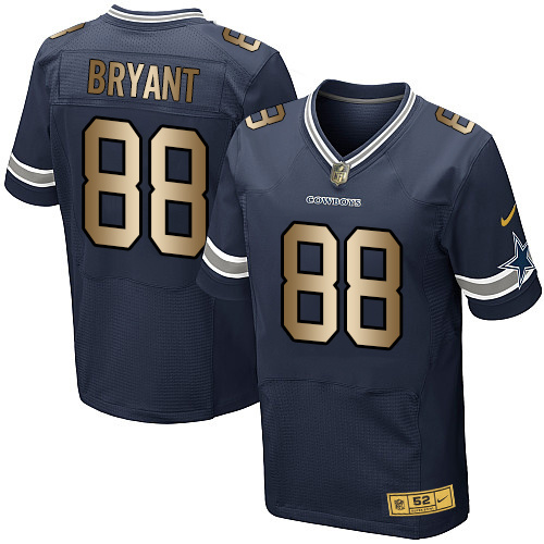 Nike Cowboys 88 Dez Bryant Navy Gold Elite Jersey