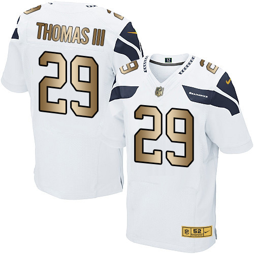 Nike Seahawks 29 Earl Thomas White Gold Elite Jersey