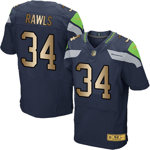 Nike Seahawks 34 Thomas Rawls Navy Gold Elite Jersey