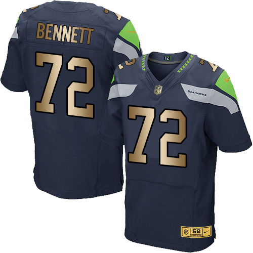 Nike Seahawks 72 Michael Bennett Navy Gold Elite Jersey