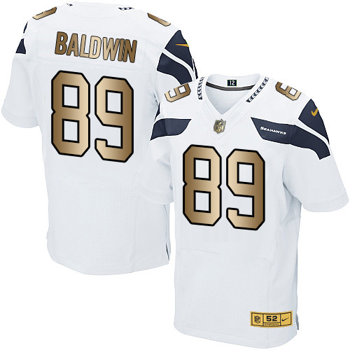 Nike Seahawks 89 Doug Baldwin White Gold Elite Jersey