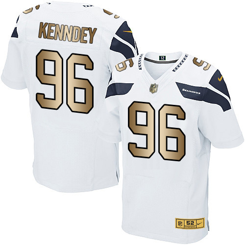 Nike Seahawks 96 Cortez Kennedy White Gold Elite Jersey