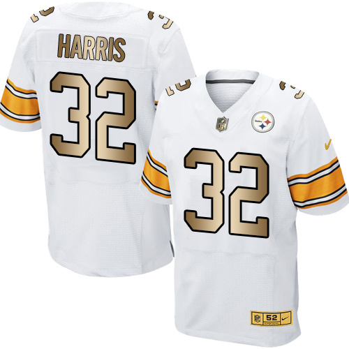 Nike Steelers 32 Franco Harris White Gold Elite Jersey