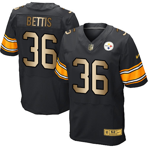 Nike Steelers 36 Jerome Bettis Black Gold Elite Jersey