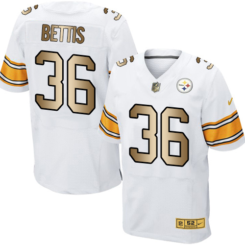 Nike Steelers 36 Jerome Bettis White Gold Elite Jersey