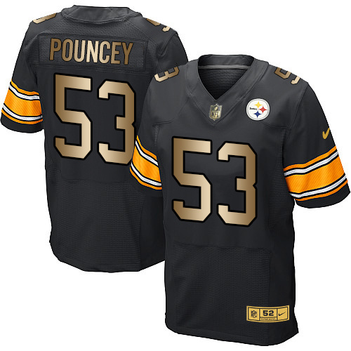 Nike Steelers 53 Maurkice Pouncey Black Gold Elite Jersey - Click Image to Close