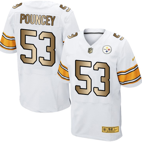 Nike Steelers 53 Maurkice Pouncey White Gold Elite Jersey
