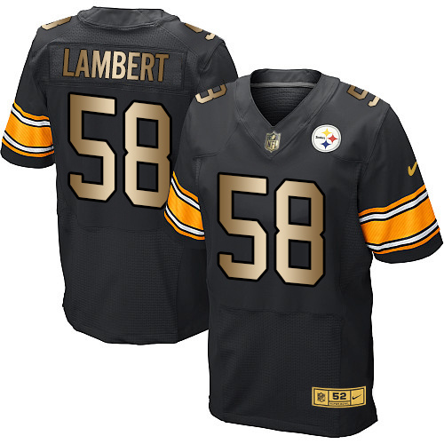 Nike Steelers 58 Jack Lambert Black Gold Elite Jersey - Click Image to Close