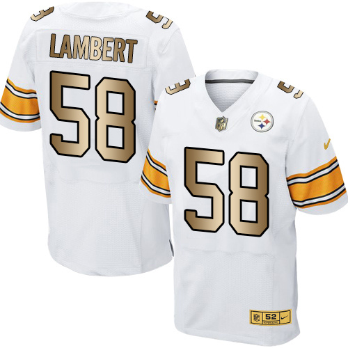 Nike Steelers 58 Jack Lambert White Gold Elite Jersey