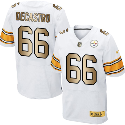 Nike Steelers 66 David Decastro White Gold Elite Jersey