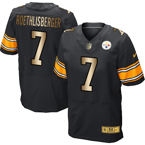 Nike Steelers 7 Ben Roethlisberger Black Gold Elite Jersey