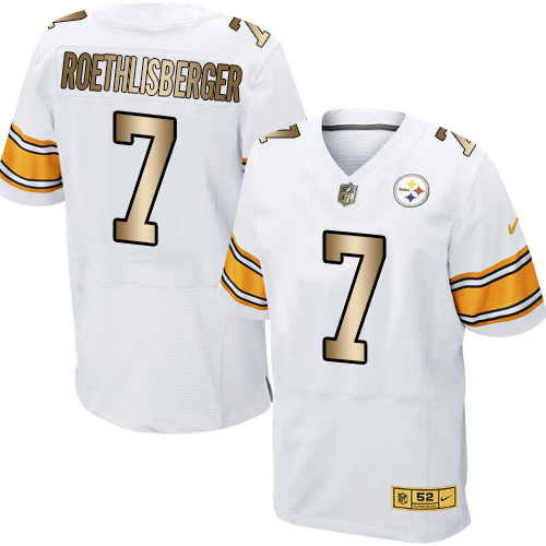 Nike Steelers 7 Ben Roethlisberger White Gold Elite Jersey
