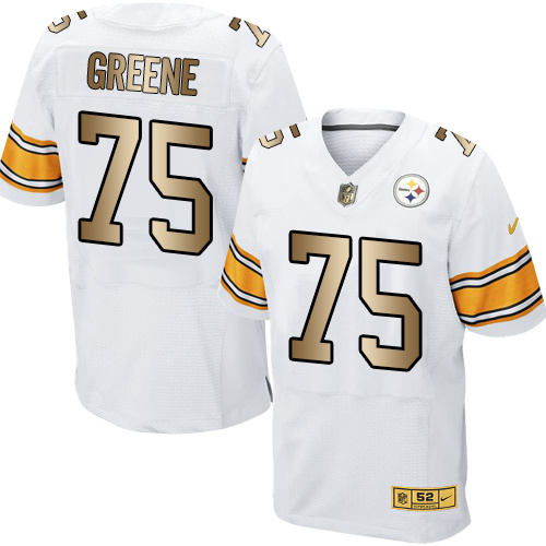 Nike Steelers 75 Joe Greene White Gold Elite Jersey