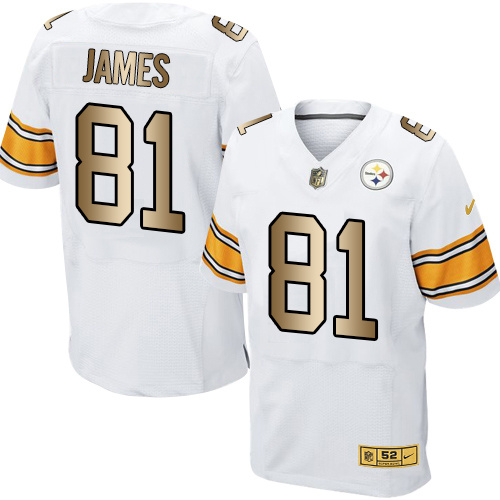 Nike Steelers 81 Jesse James White Gold Elite Jersey