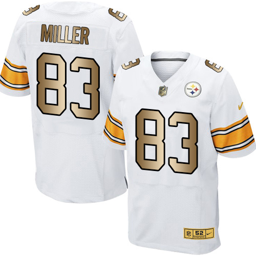Nike Steelers 83 Heath Miller White Gold Elite Jersey