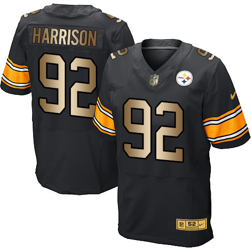 Nike Steelers 92 James Harrison Black Gold Elite Jersey
