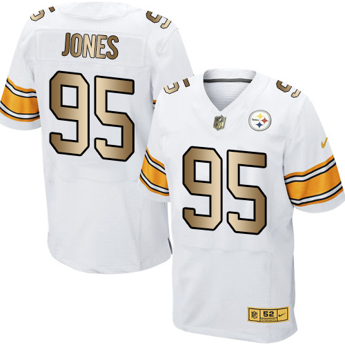 Nike Steelers 95 Landry Jones White Gold Elite Jersey