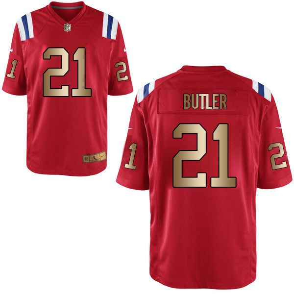 Nike Patriots 21 Malcolm Butler Red Gold Game Jersey