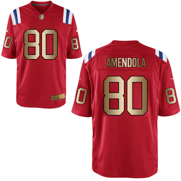 Nike Patriots 80 Danny Amendola Red Gold Game Jersey