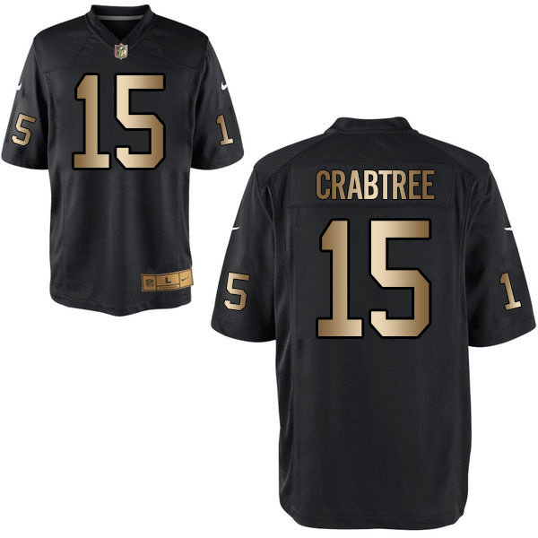 Nike Raiders 15 Michael Crabtree Black Gold Game Jersey