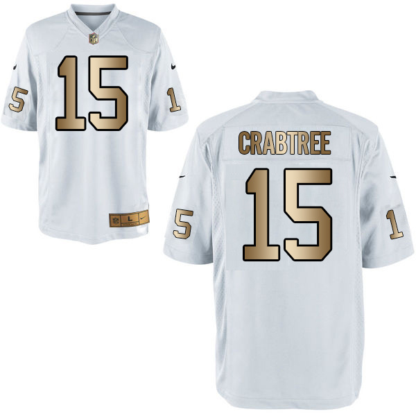 Nike Raiders 15 Michael Crabtree White Gold Game Jersey