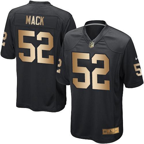 Nike Raiders 52 Khalil Mack Black Gold Game Jersey