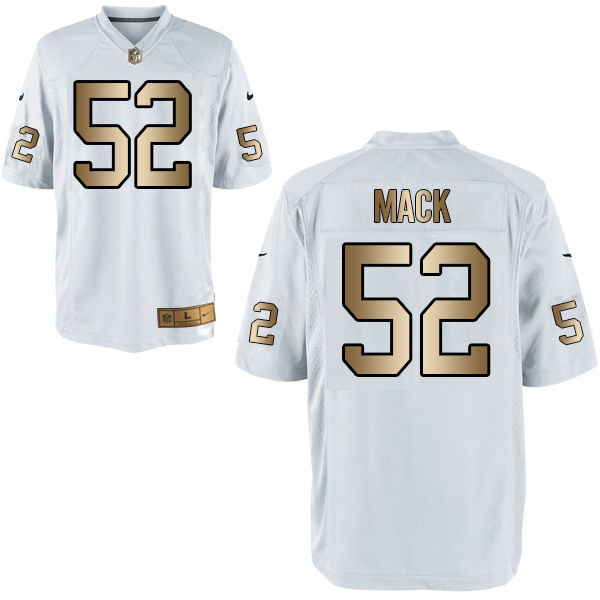 Nike Raiders 52 Khalil Mack White Gold Game Jersey - Click Image to Close