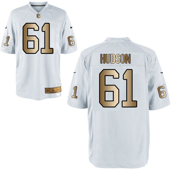 Nike Raiders 61 Rodney Hudson White Gold Game Jersey - Click Image to Close