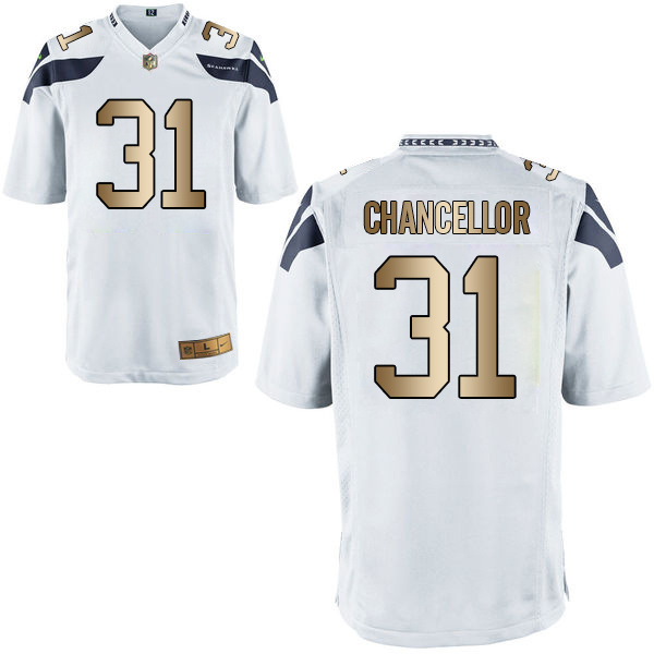 Nike Seahawks 31 Kam Chancellor White Gold Game Jersey
