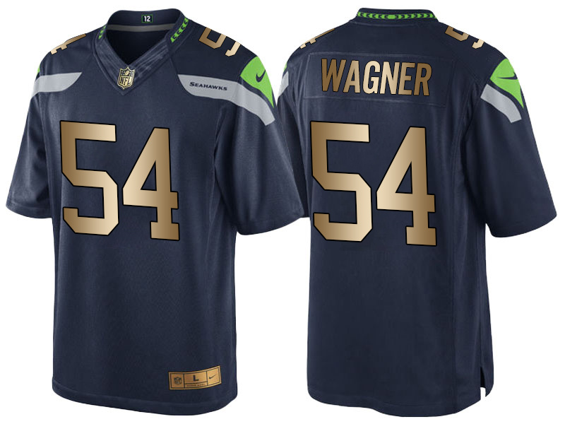 Nike Seahawks 54 Bobby Wagner Navy Gold Game Jersey