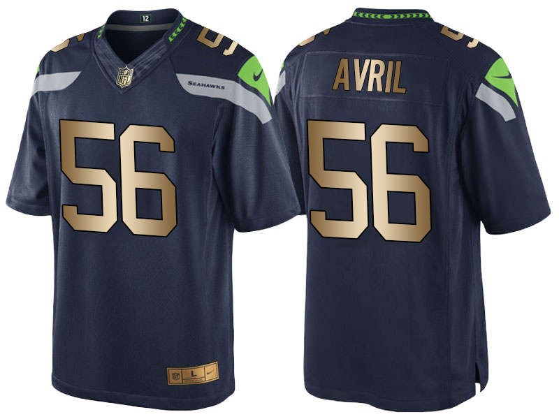 Nike Seahawks 56 Cliff Avril Navy Gold Game Jersey