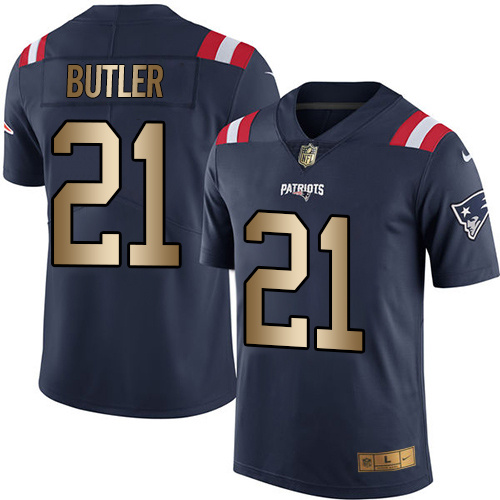 Nike Patriots 21 Malcolm Butler Navy Gold Youth Color Rush Limited Jersey