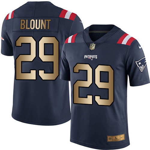 Nike Patriots 29 LeGarrette Blount Navy Gold Youth Color Rush Limited Jersey - Click Image to Close