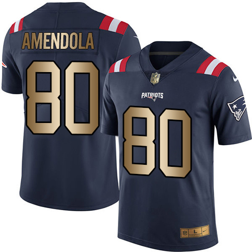 Nike Patriots 80 Danny Amendola Navy Gold Youth Color Rush Limited Jersey