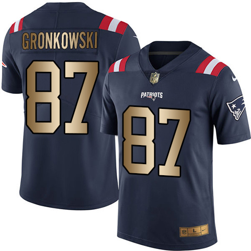 Nike Patriots 87 Rob Gronkowski Navy Gold Youth Color Rush Limited Jersey - Click Image to Close
