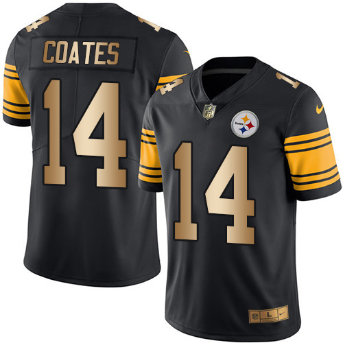 Nike Steelers 14 Sammie Coates Black Gold Youth Color Rush Limited Jersey