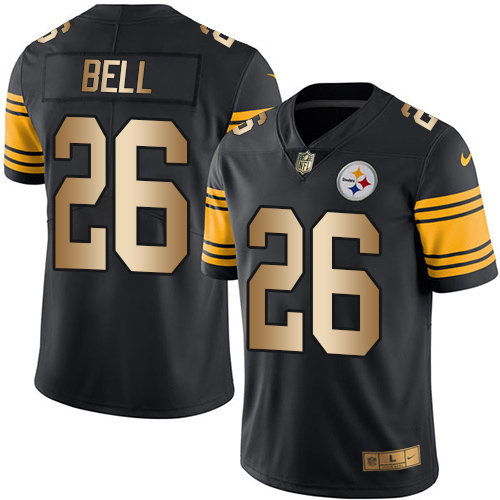 Nike Steelers 26 Le'Veon Bell Black Gold Youth Color Rush Limited Jersey