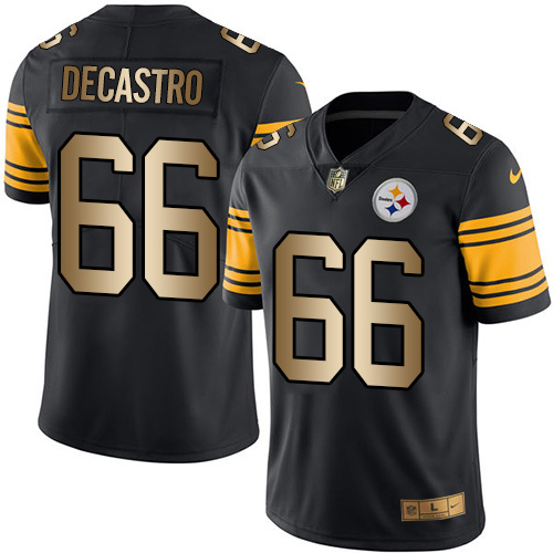 Nike Steelers 66 David Decastro Black Gold Youth Color Rush Limited Jersey