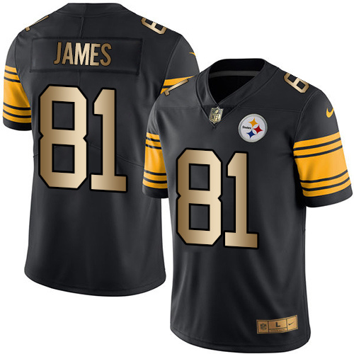Nike Steelers 81 Jesse James Black Gold Youth Color Rush Limited Jersey