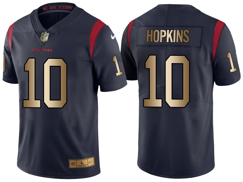 Nike Texans 10 DeAndre Hopkins Navy Gold Color Rush Limited Jersey