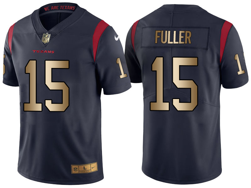 Nike Texans 15 Will Fuller Navy Gold Youth Color Rush Limited Jersey