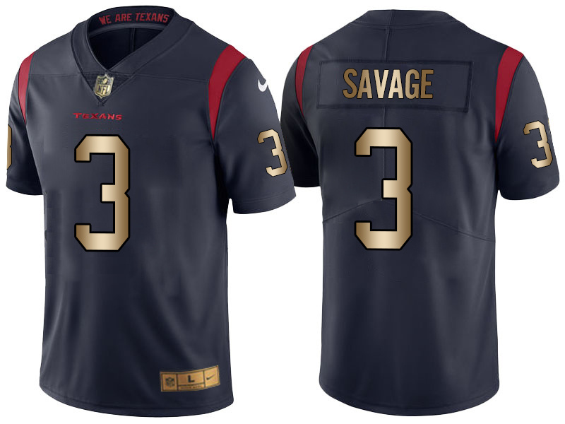 Nike Texans 3 Tom Savage Navy Gold Youth Color Rush Limited Jersey