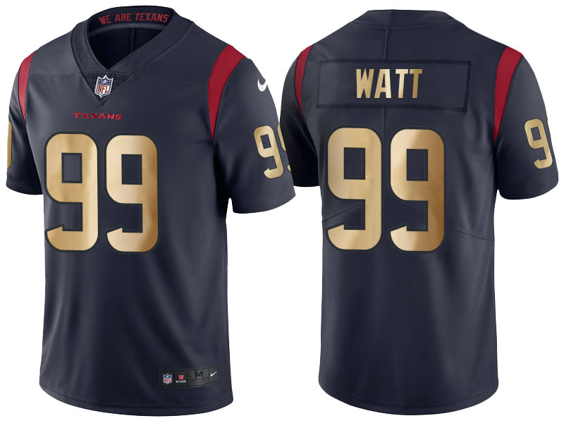 Nike Texans 99 J.J. Watt Navy Gold Youth Color Rush Limited Jersey - Click Image to Close
